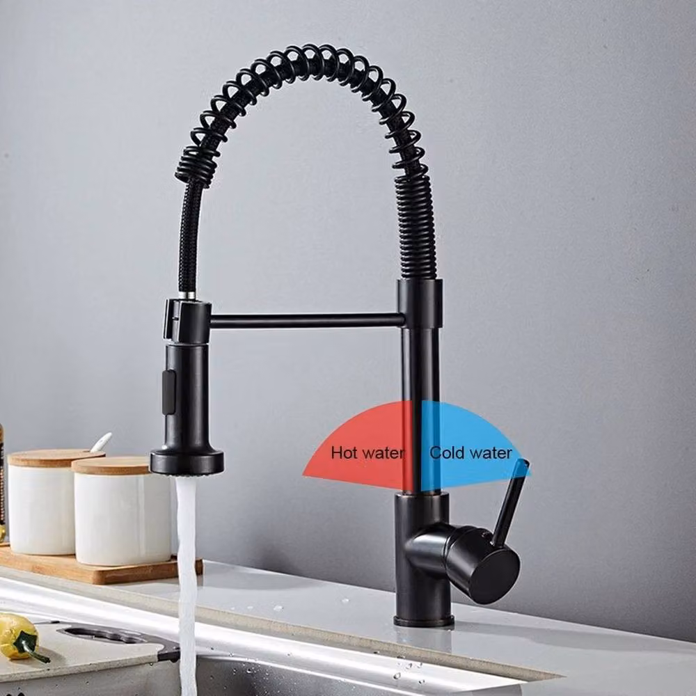 Kelvenix Matt Black Kitchen Sink Mixer Tap with Pull Out Spray Function – 3