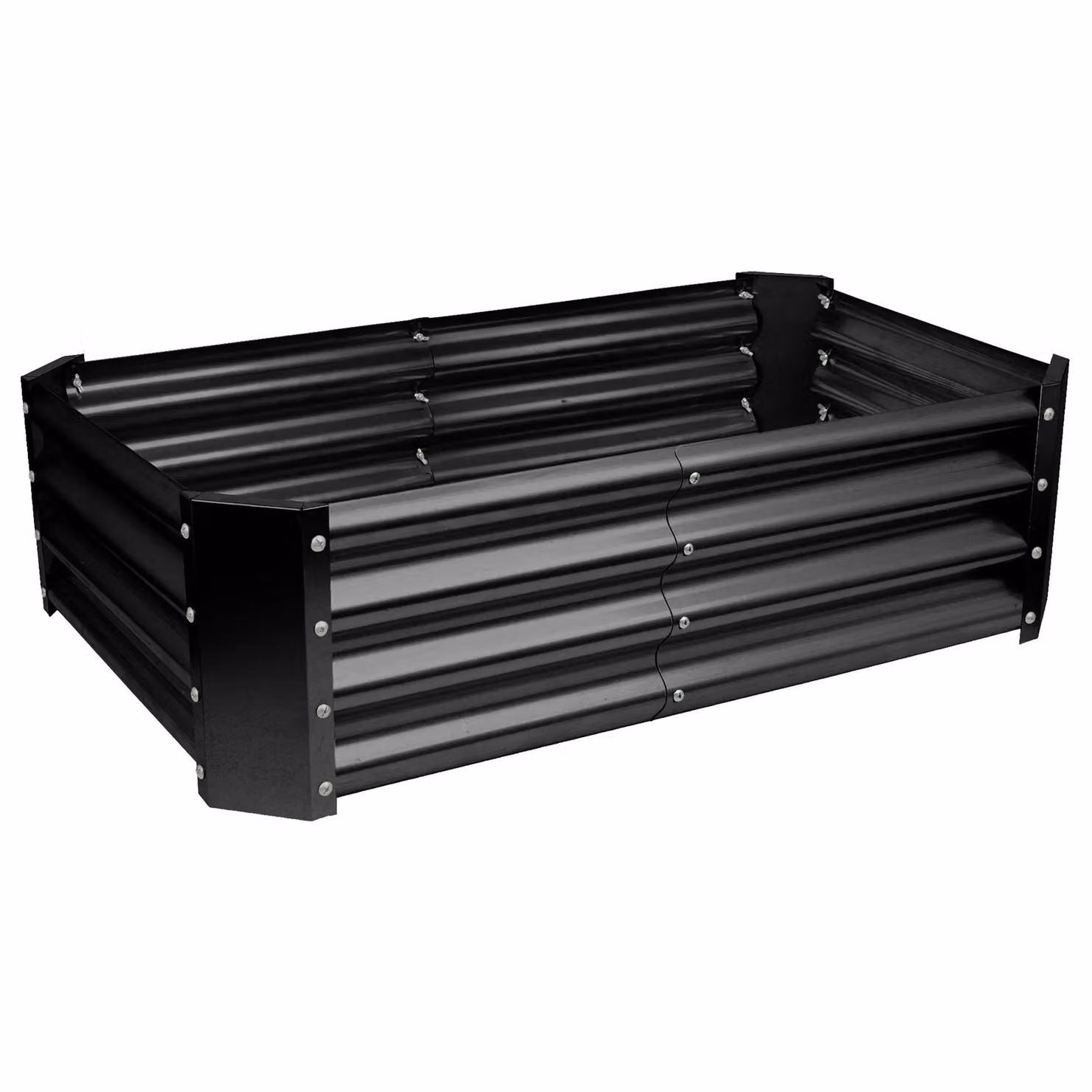 Harbour Housewares Set of 2 Black Galvanised Steel Rectangular Bottomless Raised Garden Beds W/D/H: 120 x 60 x 30 cm – 4