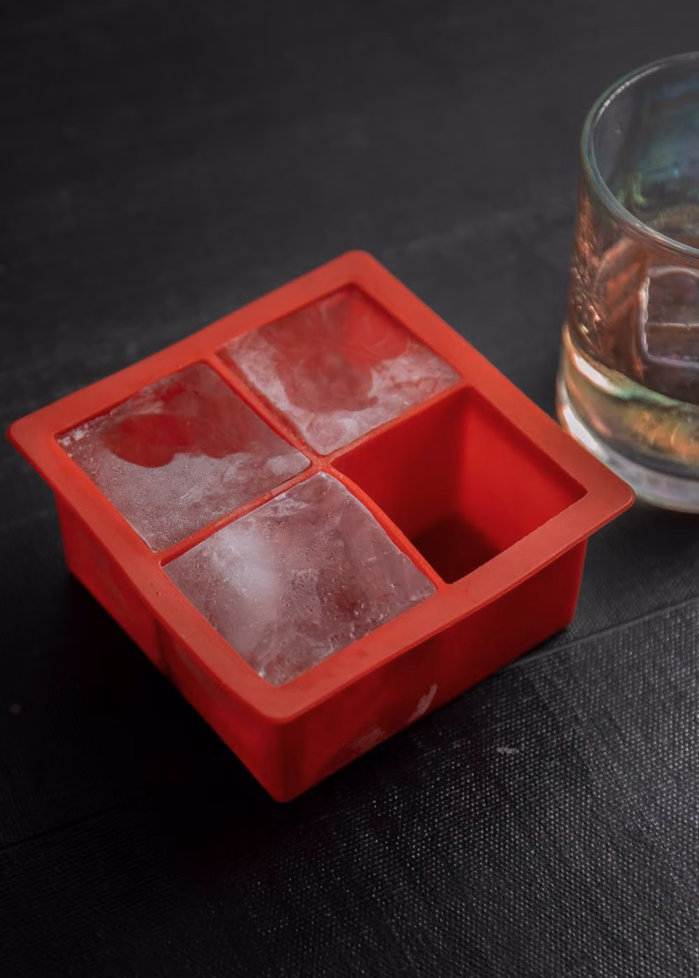 BarCraft Jumbo Square Silicone Ice Cube Tray, Set of 2, Red – 3
