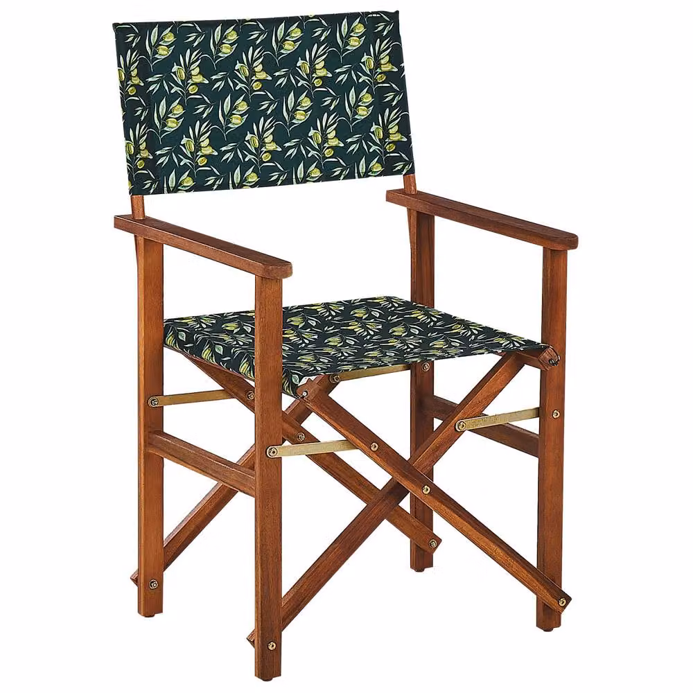 Wyld and Coco Heritage Garden Director's Chairs Set of 2, Green and White Acacia Wood and Metal Folding Chairs – 3