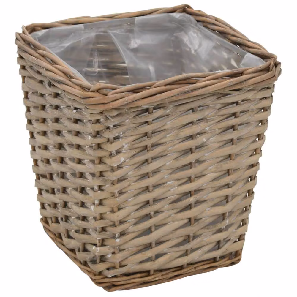 Berkfield Home 3 Piece Wicker Raised Bed Set with PE Lining in Light Brown – 2