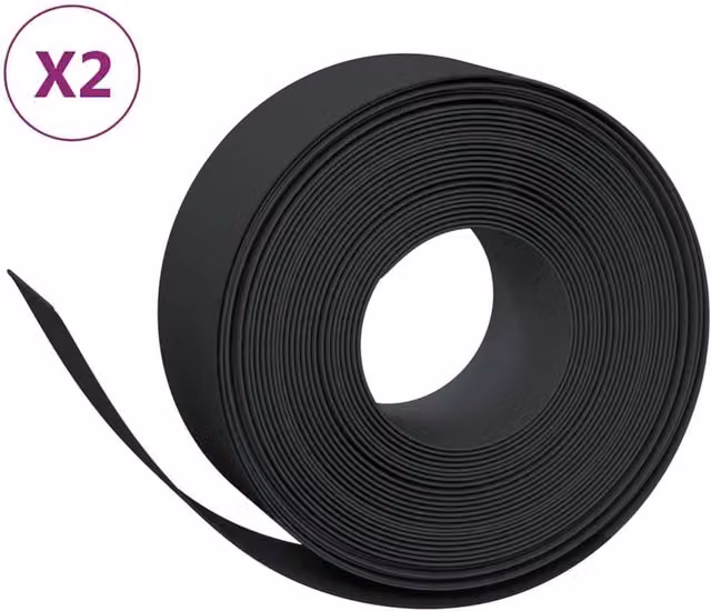 Berkfield Home Garden Edgings, 2 Pack, Black Polyethylene, 10 m Length, 20 cm Height – 1