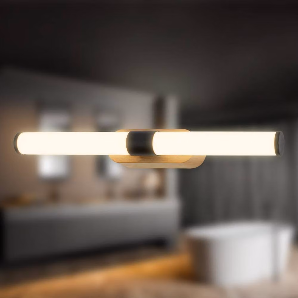 Briloner LED Bathroom Mirror Wall Lamp, Black Woodgrain, Warm White, W/D/H: 40 x 6.5 x 4.5 cm – 2