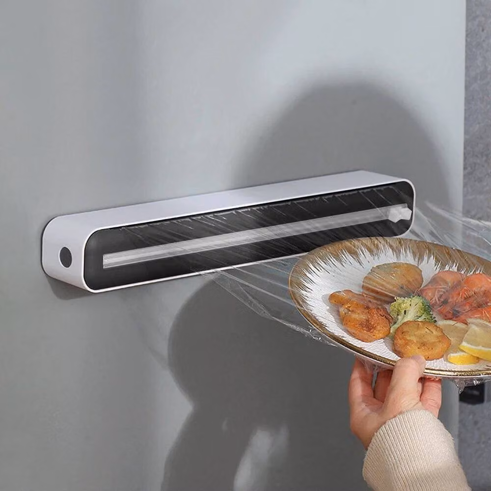 PAWNORA White Plastic Rectangular Kitchen Cling Film Dispenser – 2