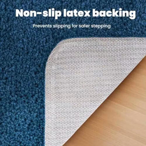 vidaXL Anti-slip Blue Microfibre Bath Mat, W/D/H: 80 x 50 x 0.35 cm – 5