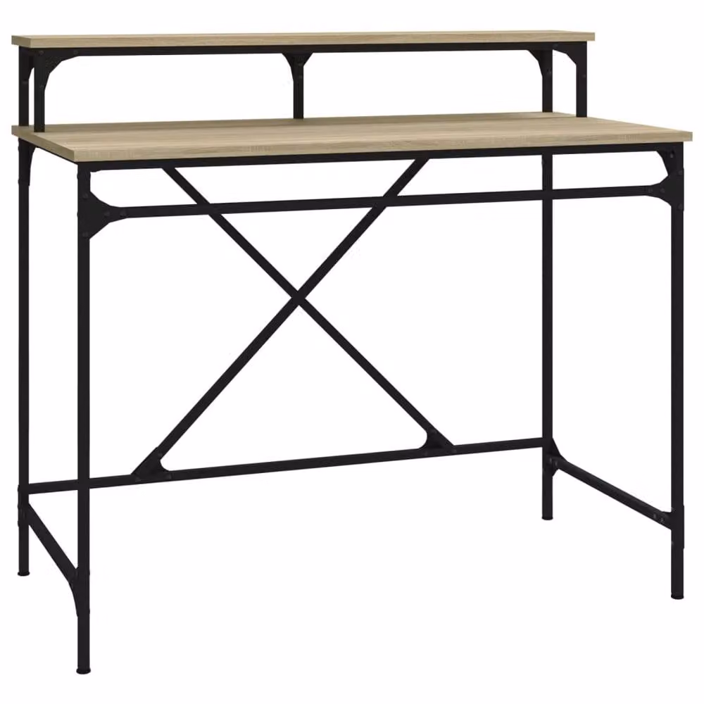 Berkfield Home Charming Writing Desk in Sonoma Oak and Light Tan, W/D/H: 100 x 50 x 90 cm – 2