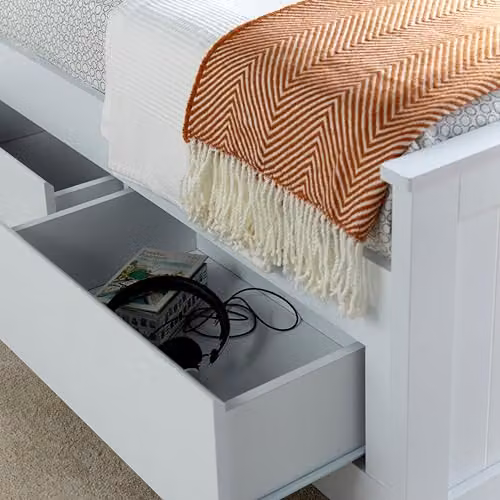 Bedmaster Enzo Single Wooden 3 Drawer Bookcase Bed with Hybrid Mattress in White or Grey – 2