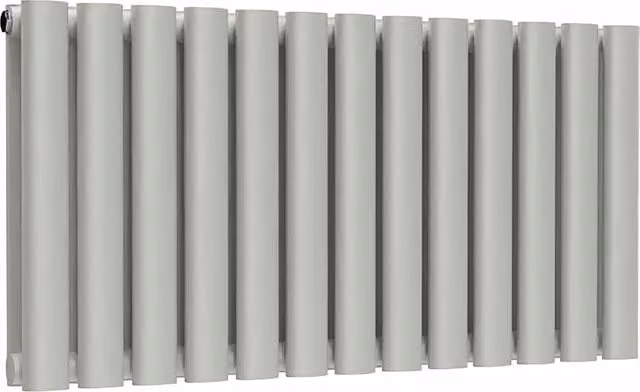 Lux Heat Oval Horizontal Double Radiator in Dove Grey, W: 78 cm, H: 40 cm