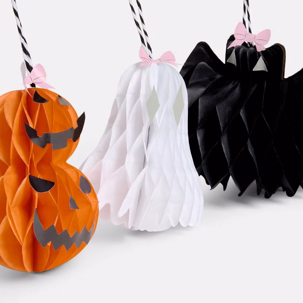 OHS Halloween Hanging Paper Tree Decoration Set, Multicolour, 8 Pack – 3