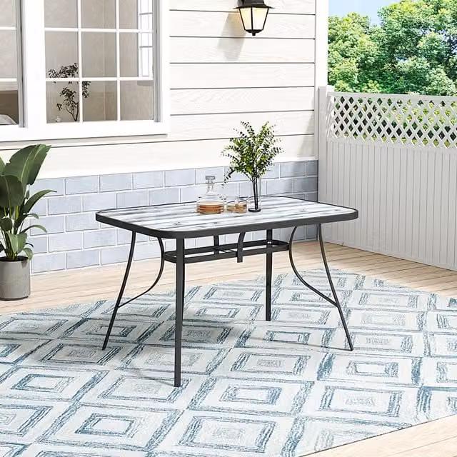 Lifeideas Garden Wood Effect Coffee Table in White and Black, W: 120 cm, D: 79.5 cm