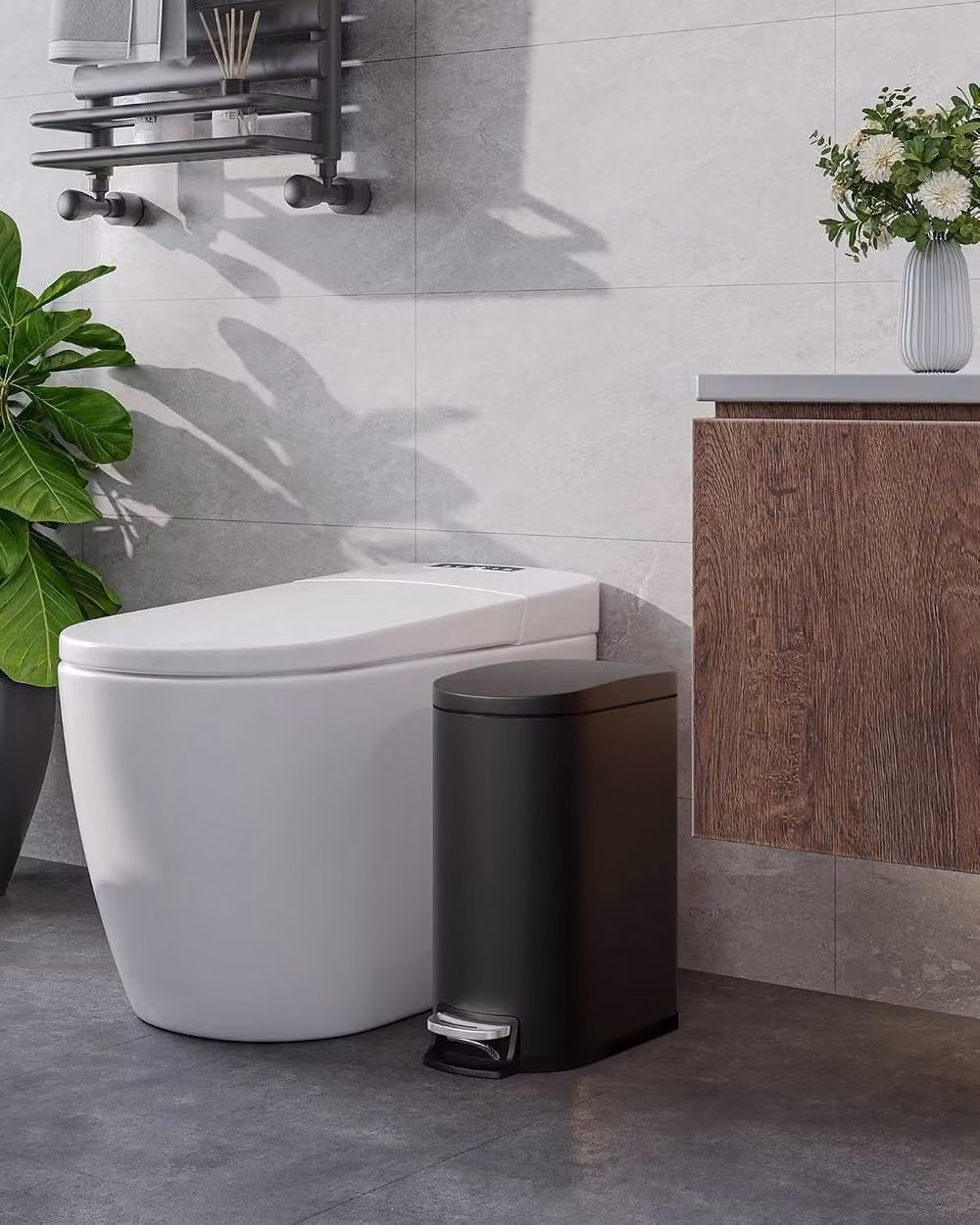 London Boutique 10L Stainless Steel Pedal Bin with Lid and Removable Inner Bucket, Black – 4