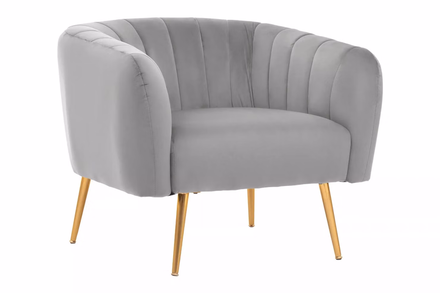 Orsina Larissa Grey Velvet Tub Accent Chair with Gold Metal Frame – 2