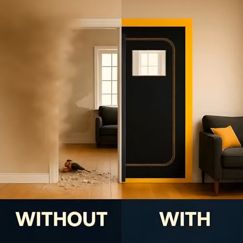 Sola 2-Pack Black Dust-Barrier Doorway Curtains with Zip and Viewing Panel, W/H: 110 x 220 cm – 4