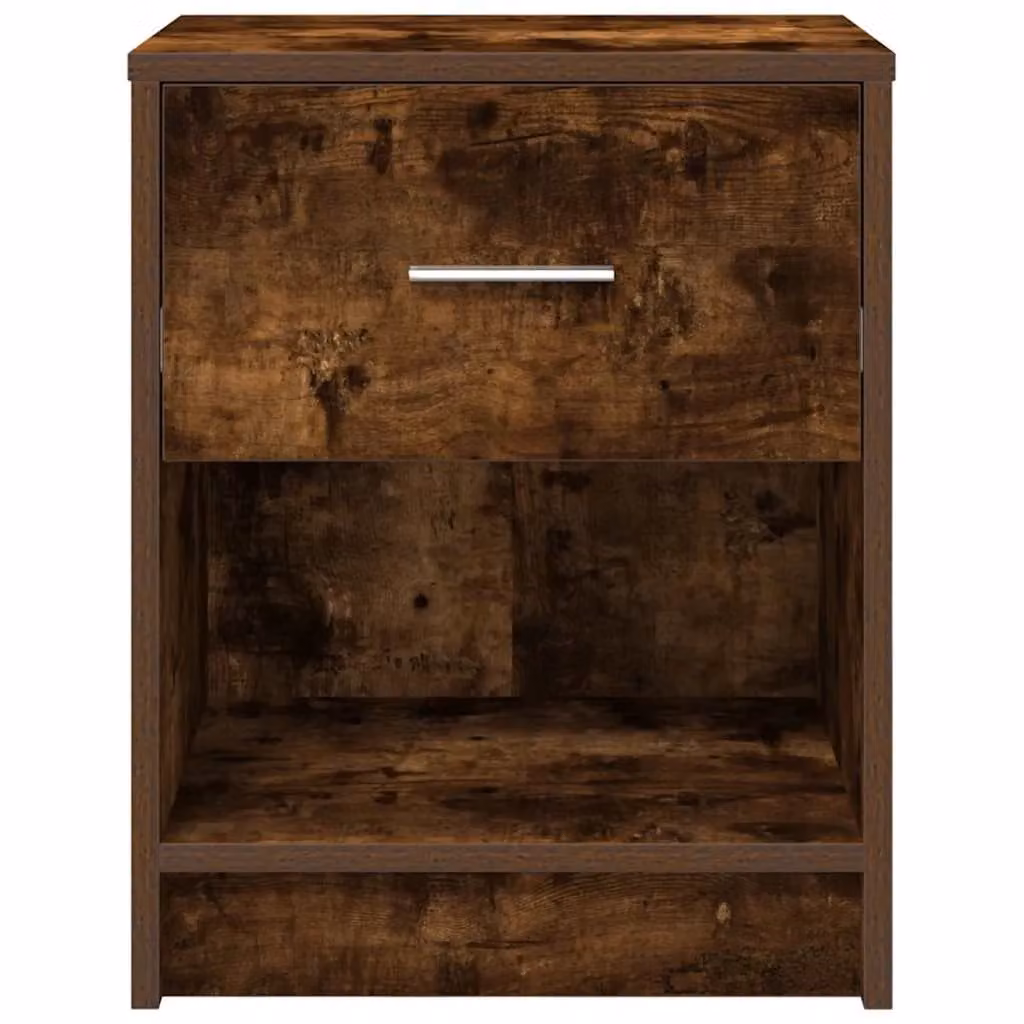 Berkfield Home Set of 2 Bedside Cabinets with Drawer in Smoked Oak and White, W/D/H: 40 x 34 x 50 cm – 2