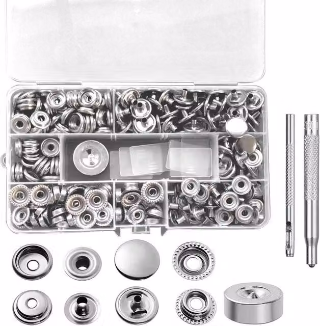 SPETLEK 260-Piece Heavy Duty Snap Fasteners Press in Silver