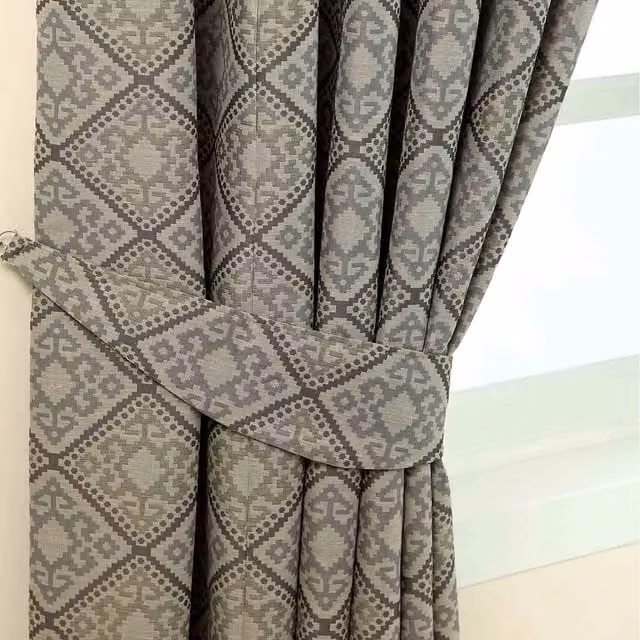 Homescapes Aztec Jacquard Curtain Tie Back Pair in Grey