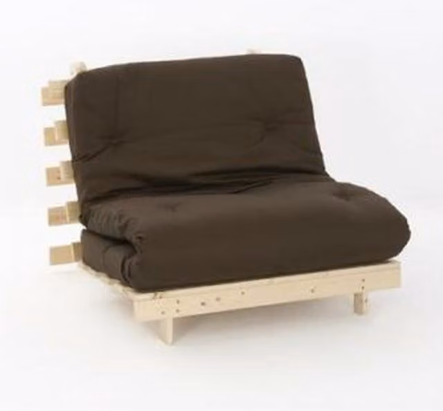 Comfy Living Chocolate Premium Luxury Wooden Futon Sofa Bed in Brown, W/D/H: 90 x 190 cm