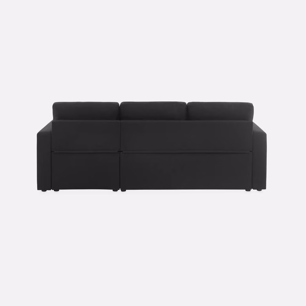 sweeek 3-Seater Compact Reversible Corner Sofa Bed in Black with Scatter Cushions – 2