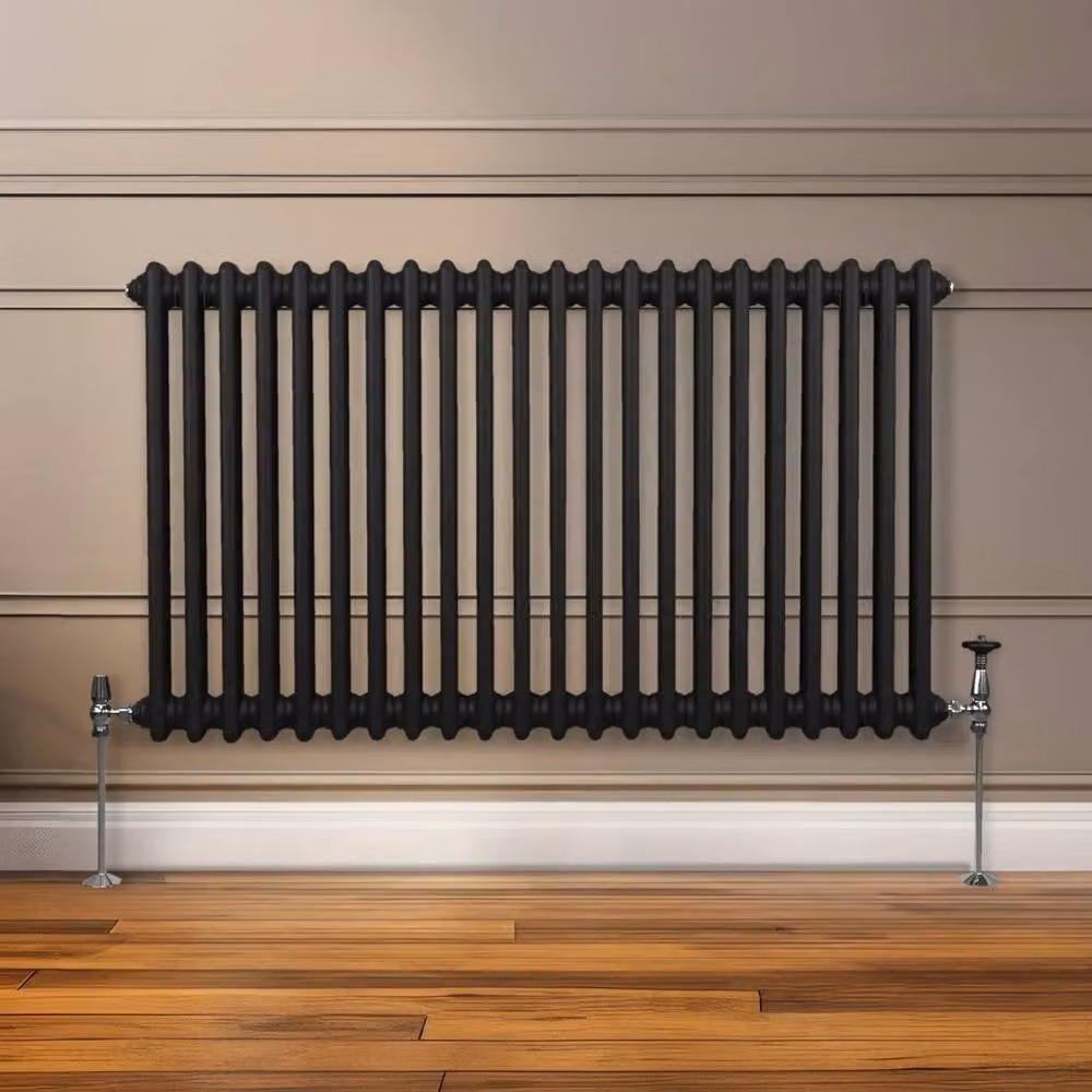 Monstershop Traditional 2 Column Steel Radiator in Black, H: 101 cm, W: 60 cm, D: 7 cm – 8