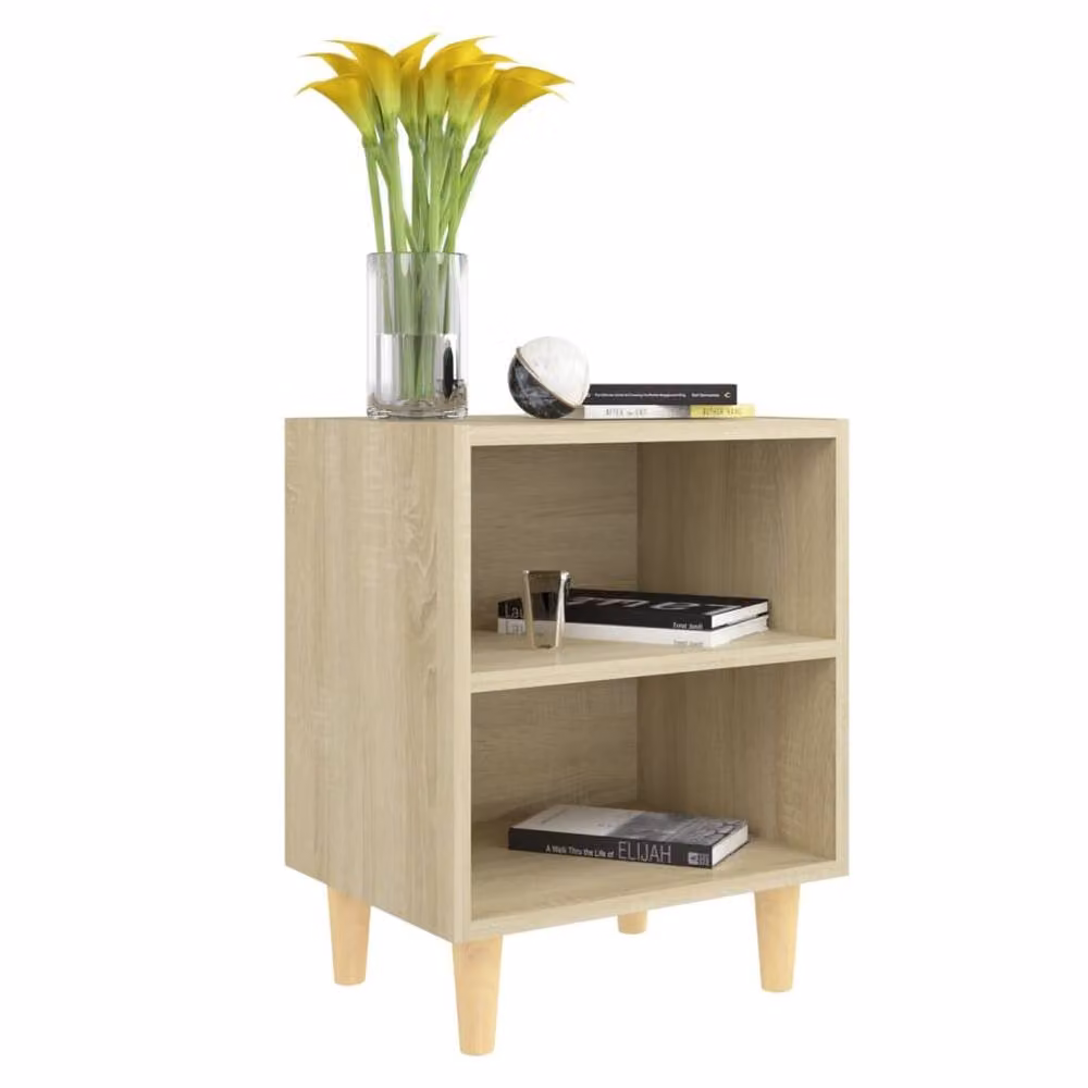 Berkfield Home Bed Cabinet in Sonoma Oak Brown with Solid Wood Legs, W/D/H: 40 x 30 x 50 cm – 3