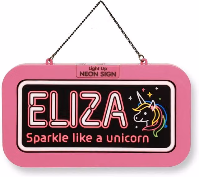 History & Heraldry Eliza Pre-personalised Light-Up Neon Bedroom Sign in Pink