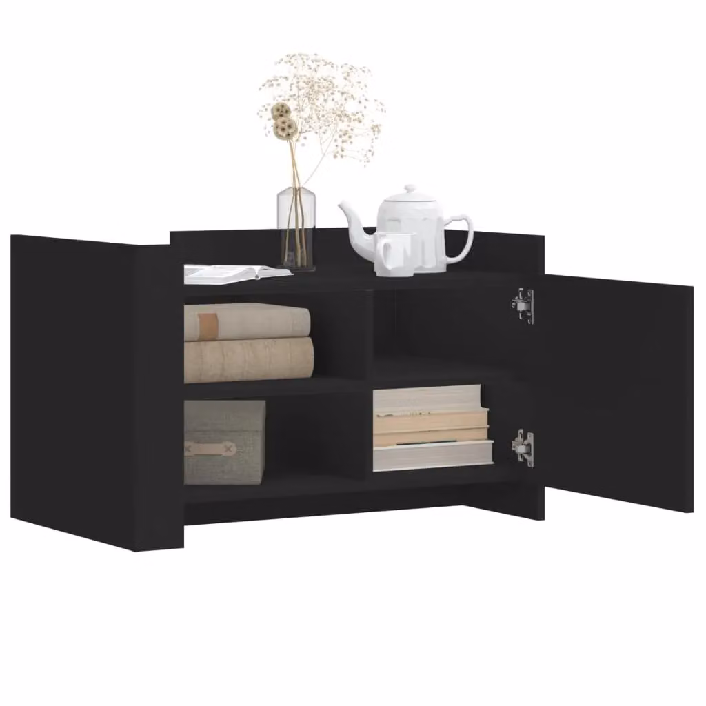 Berkfield Home Modern Black Coffee Table in Engineered Wood, W/D/H: 80 x 50 x 50 cm – 3
