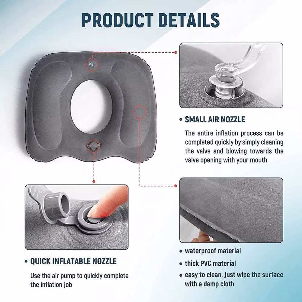 PAWNORA Grey Velours Contoured Coccyx Seat Pillow for Adults – 3