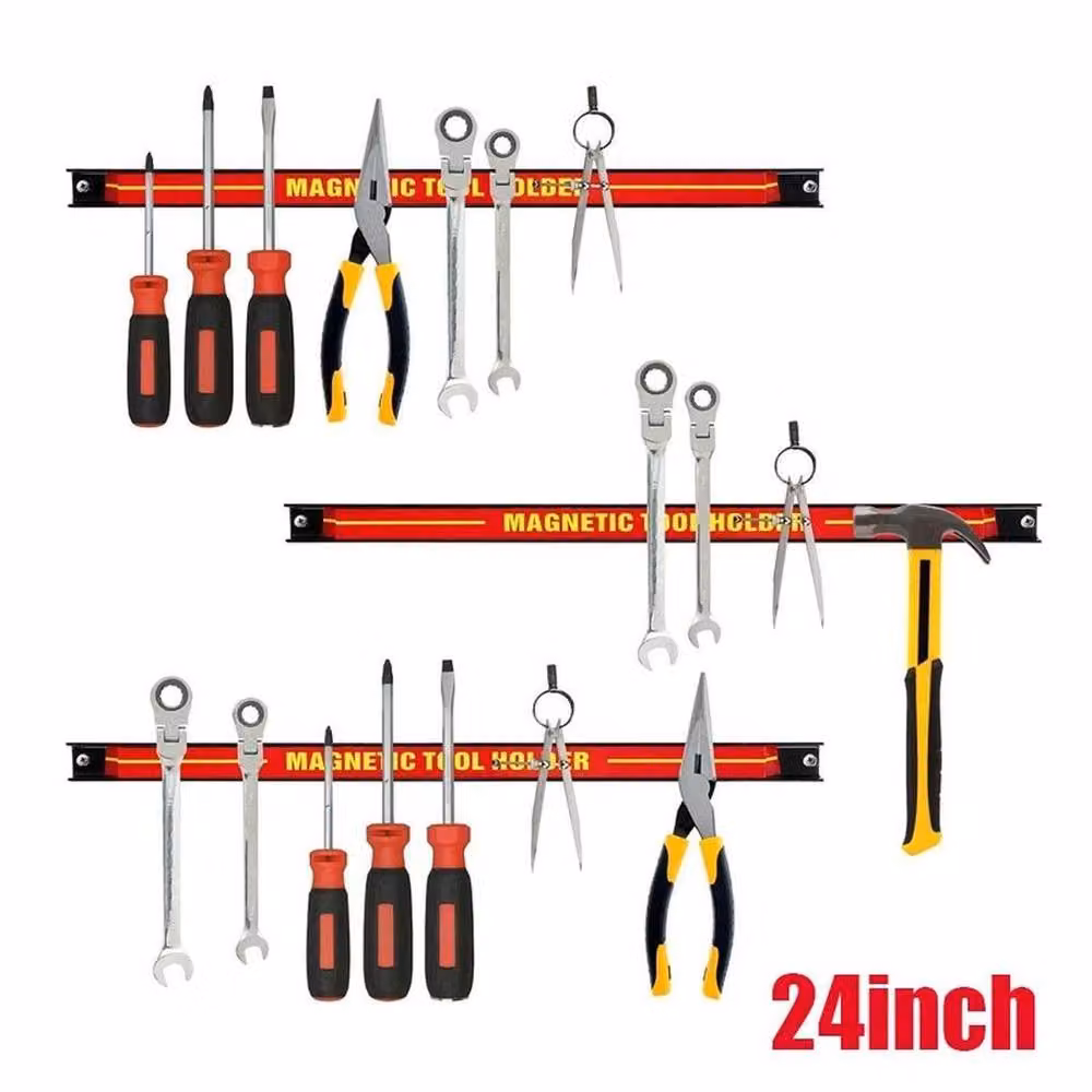 NESTLUNE Red Magnetic Tool Strip Holder Wall Mounted Steel Rail Rack, W: 1000 cm, H: 52 cm – 2