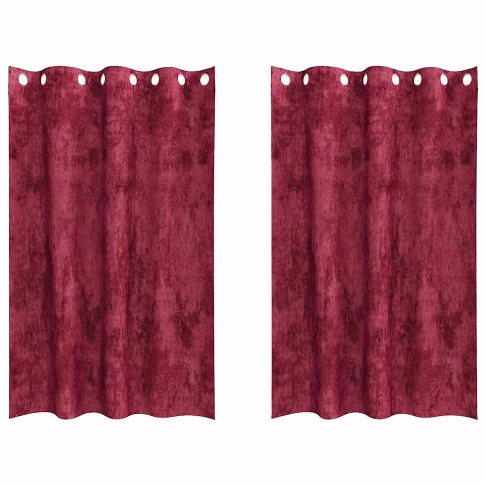 Berkfield Home Velvet Eyelet Curtains, 2 Pack, Red, H 175 x W 140 cm – 3