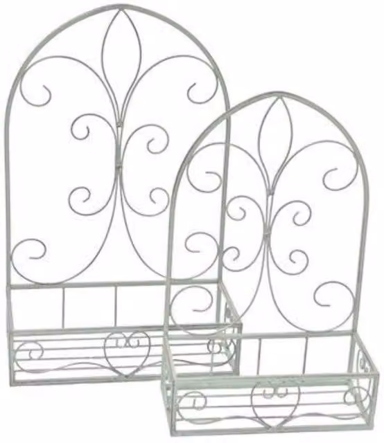 KDMD Set of 2 White Metal Heart Wall Planters