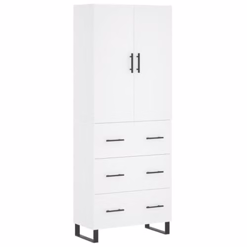vidaXL Modern White Highboard Sideboard with Drawers and Doors for Living Room or Bedroom – 1