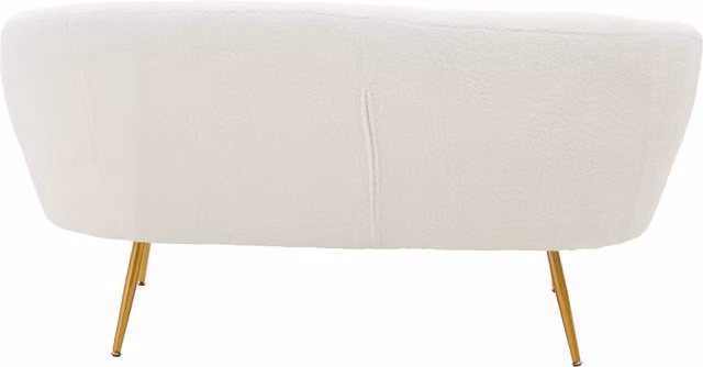 Interiors by Premier Yazmin 2 Seat Sofa in White Teddy Bouclé Fabric with Gold Finish Legs