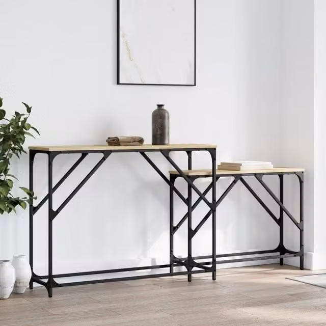 Berkfield Home Nesting Console Tables, 2 Piece Set in Sonoma Oak Brown Engineered Wood