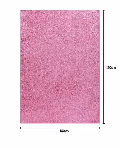 Serdim Plain Pink Shaggy Living Room Area Rug, W: 80 cm, L: 150 cm – 2