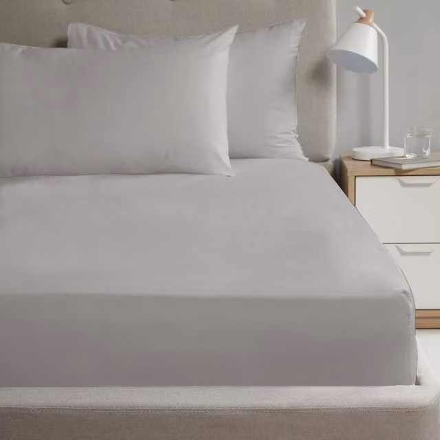 Rapport Home Polycotton Plain Flat Sheet, Silver, W: 180 cm x D: 200 cm