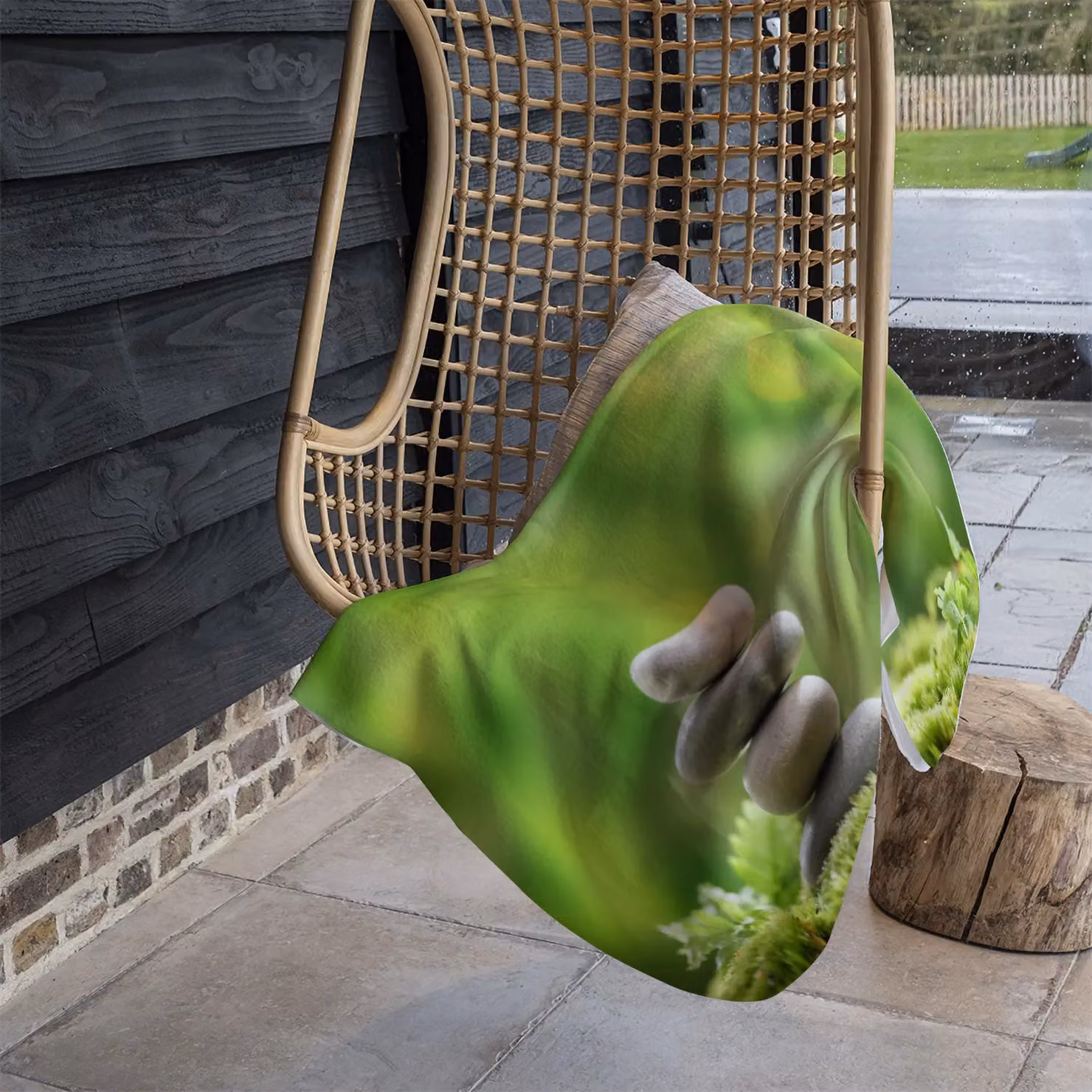 Benjamin Tate Design Rock Garden Stones Fleece Blanket in Green and Beige, W/D/H: 120 x 150 cm – 3