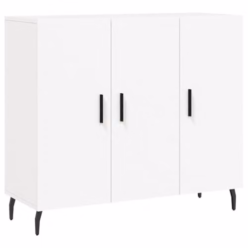 vidaXL Modern White Sideboard in Matt MDF and Metal, W/D/H: 90 x 34 x 80 cm