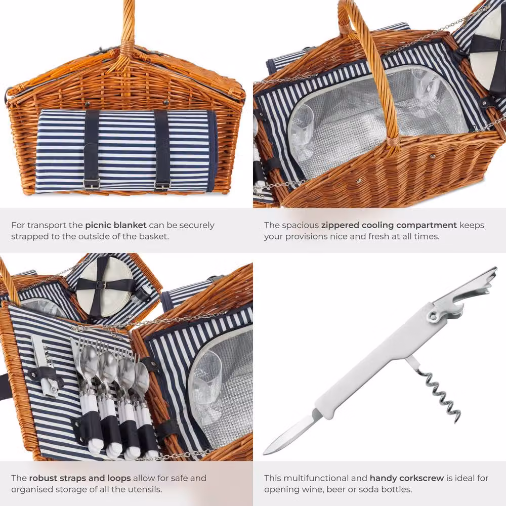 tectake Usedom Picnic Basket in Brown – 4