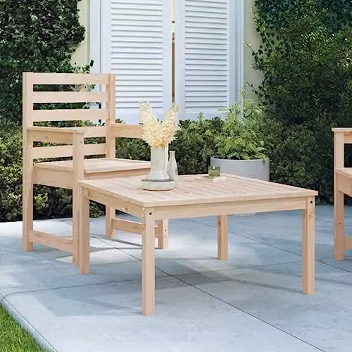 vidaXL Brown Solid Wood Pine Square Garden Table W/D/H: 82.5 x 82.5 x 45 cm – 2