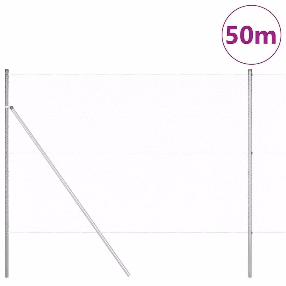 Berkfield Home Silver Galvanised Steel Hexagon Fence, H: 150 cm x W: 50 m – 2
