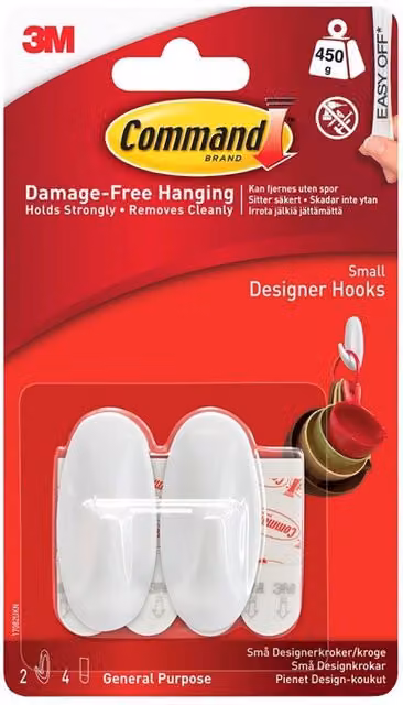 Command White Designer Wall Hooks