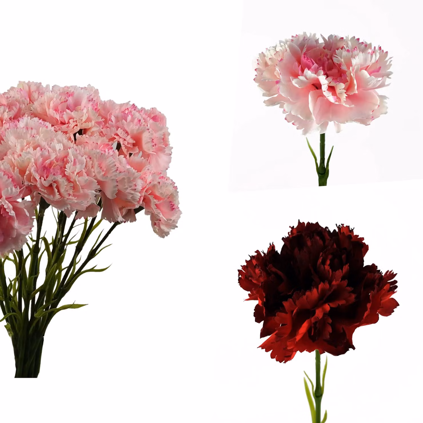 Pegdev Pack of 12 Artificial Carnation Flower Stems in Red and Pink for Wedding and Home Decoration – 4