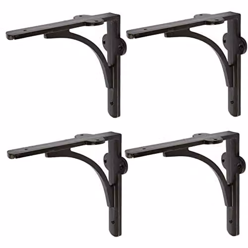 Hammer and Tongs Matt Black Curved Iron Shelf Bracket, Pack of 4, D150mm – 1