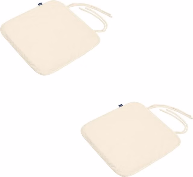 Gardenista Reversible Velvet Square Dining Chair Seat Pads with Ties in Beige (Pack of 2)