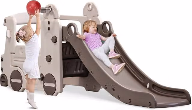 Kidkid 2-in-1 Slide Bus Design for Kids in Grey and White