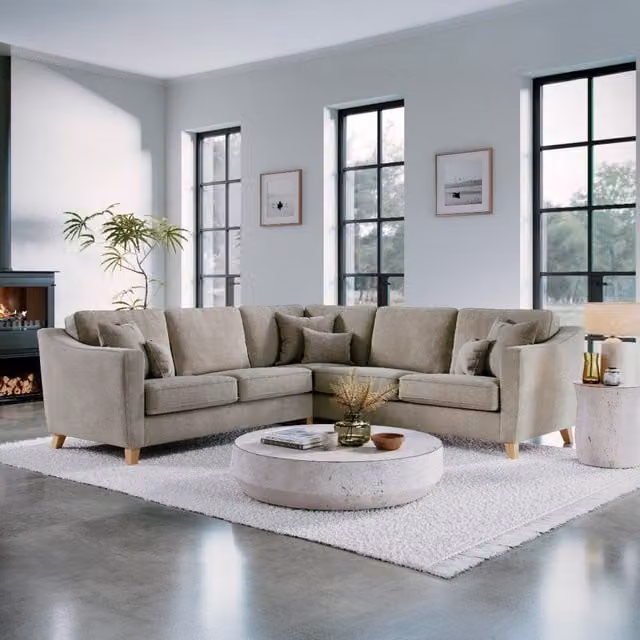 The Great Sofa Company Jackson Large Chenille Corner Sofa in Stone – 1