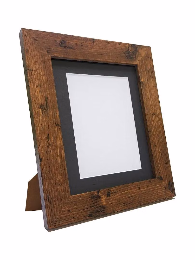 Frames & Mirrors 4U Metro Vintage Walnut Wood Frame with Black Mount for A4 Images – 3