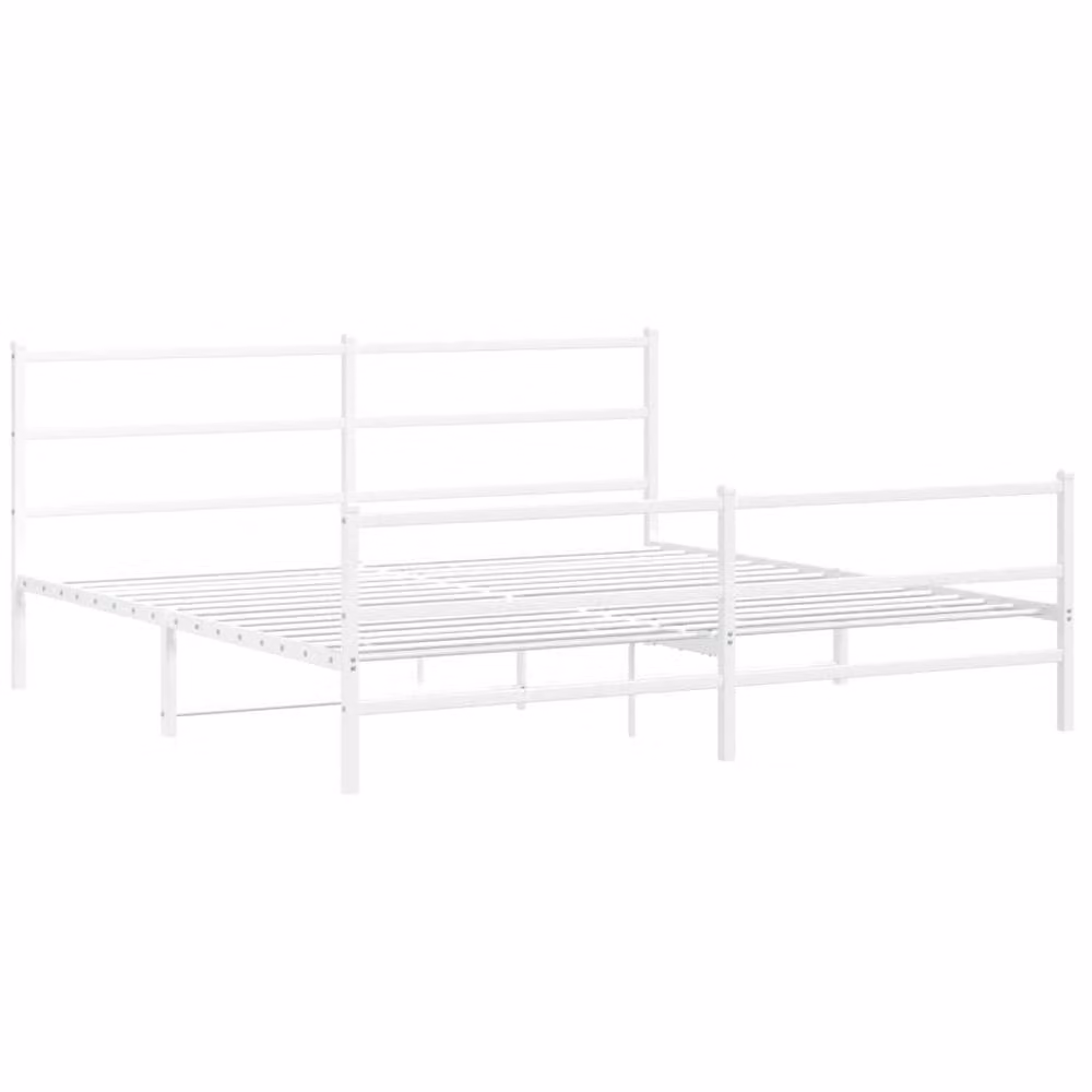 Berkfield Home Metal Bed Frame with Footboard, White, 193 x 203 cm – 3