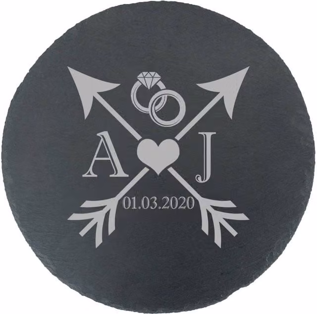 Uniqueful Personalised Engraved Round Black Slate Cheeseboard