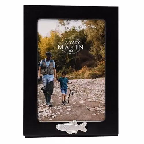 Meg Hawkins Hobbies Fishing Single Rectangular Photo Frame in Black and Silver, 10 x 15 cm – 2